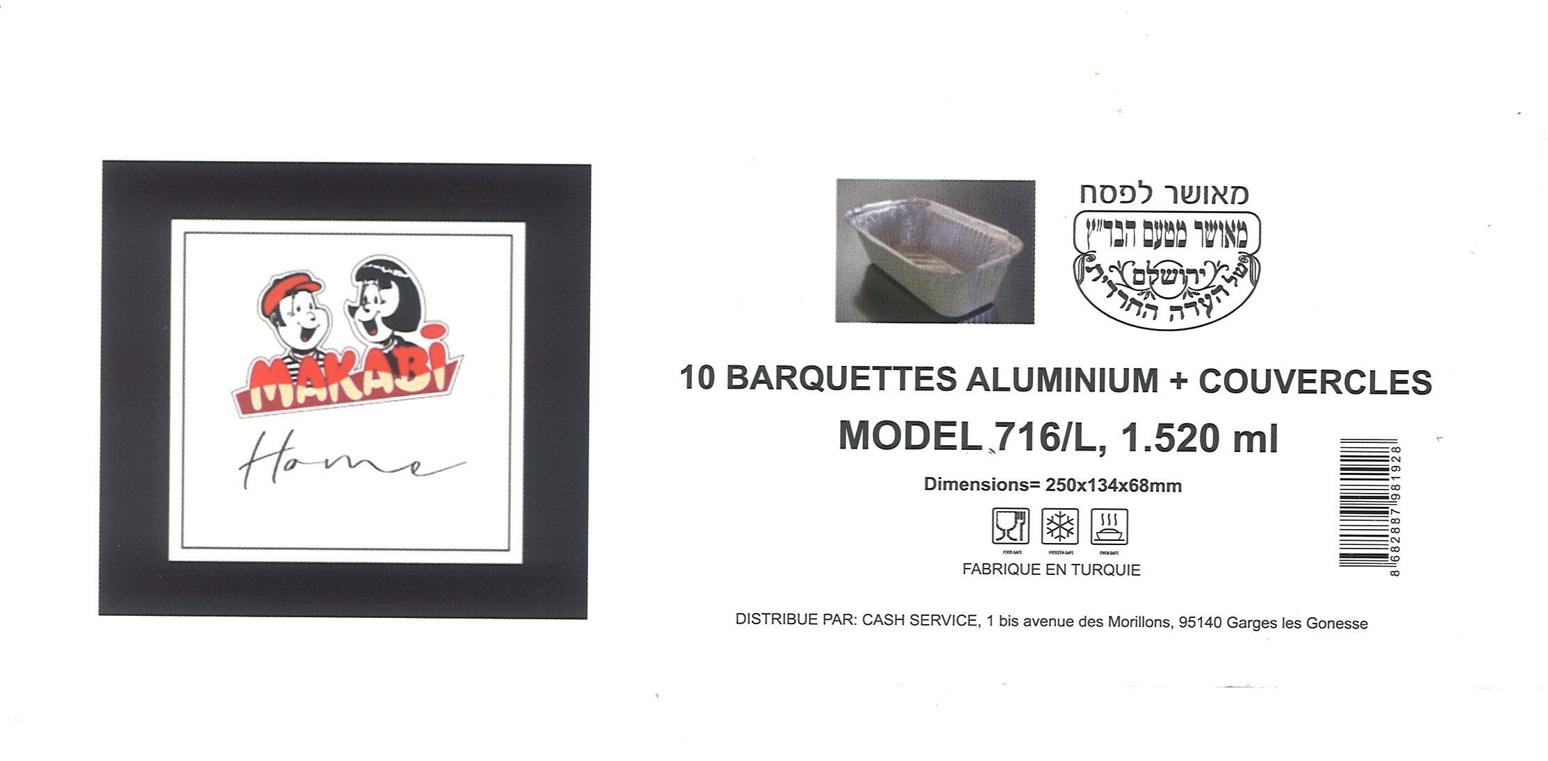 ALUMINIUM BARQUETTE + COUVERT 10X1.520ML