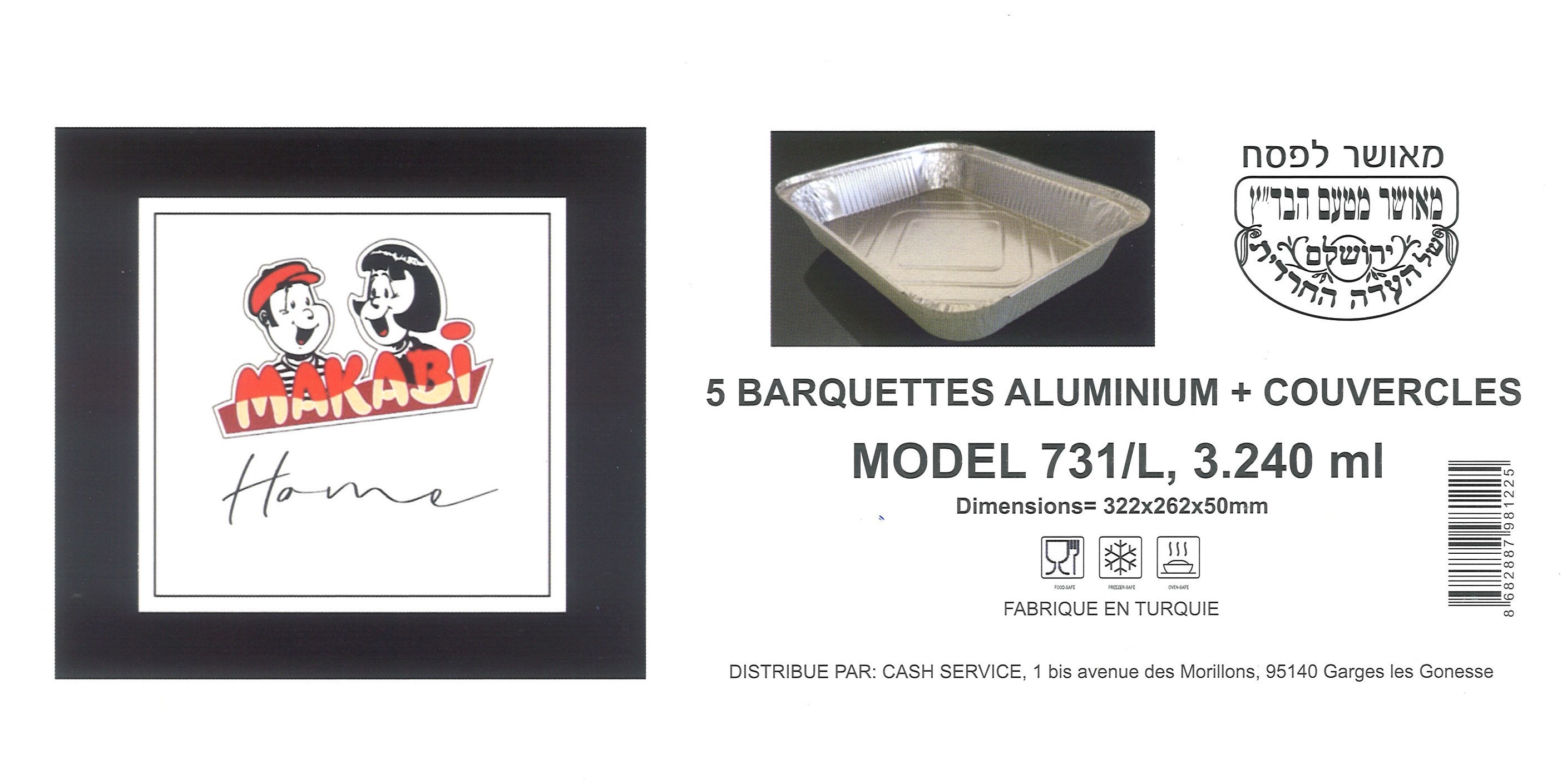 ALUMINIUM BARQUETTE + COUVERT 5X3.240ml