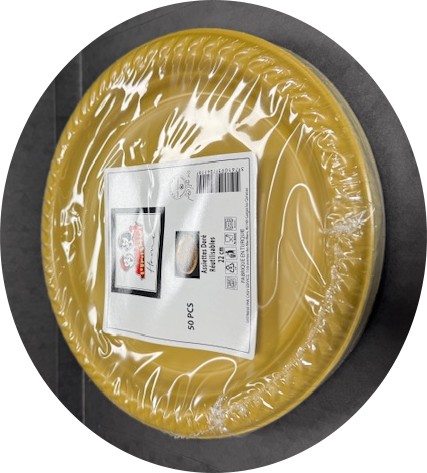 ASSIETTES DOREES REUTILISABLES  22CM X50