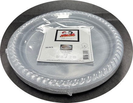 ASSIETTES ARGENTEES REUTILISABLES  22CM X50