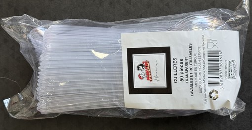 CUILLERE TRANSPARENTE REUTILISABLE X50 PRIX NET